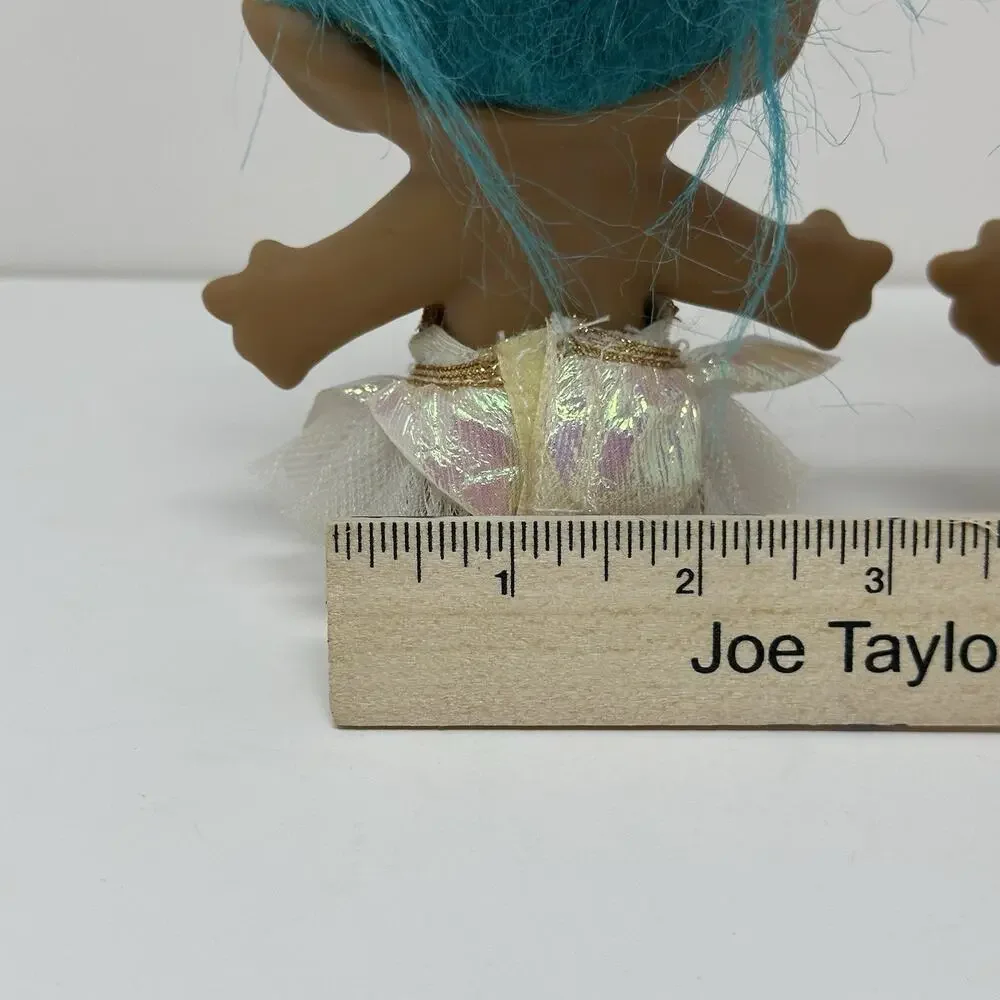 Vintage 4” Gem Bellies Troll Dolls Russ - Orange & Blue Hair